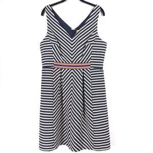 ANTHROPOLOGIE MAEVE NAVY MITERED STRIPED Sleeveless Mini DRESS Size 12‎